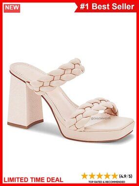 Womens Platform Heels Braided Chunky Block Sandals Slip On Mules Party Wedding